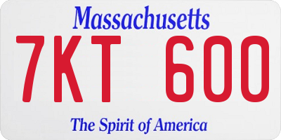 MA license plate 7KT600