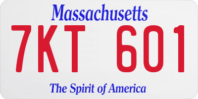 MA license plate 7KT601