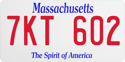 MA license plate 7KT602