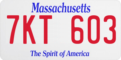 MA license plate 7KT603