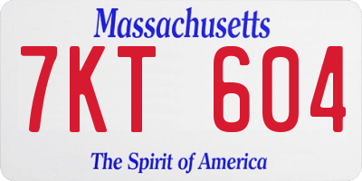 MA license plate 7KT604