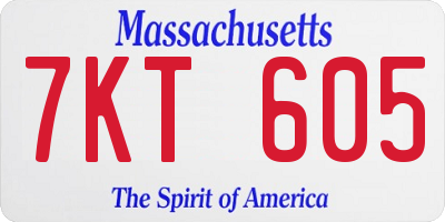 MA license plate 7KT605