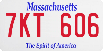 MA license plate 7KT606