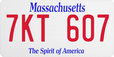 MA license plate 7KT607