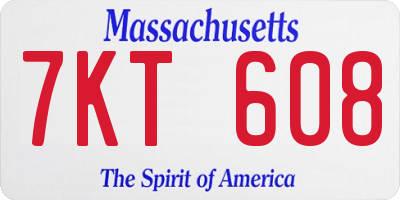 MA license plate 7KT608