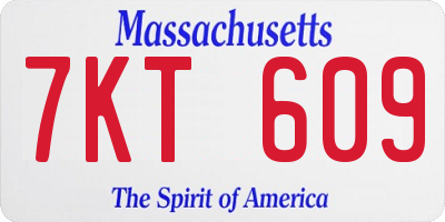 MA license plate 7KT609