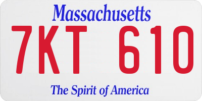 MA license plate 7KT610