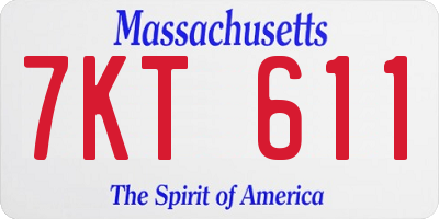 MA license plate 7KT611