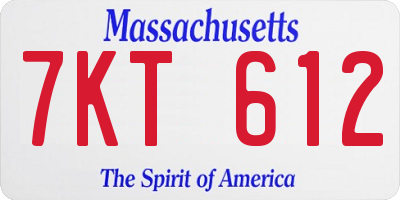 MA license plate 7KT612