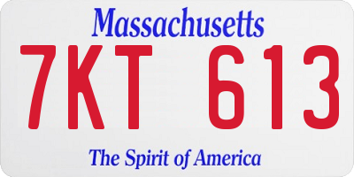 MA license plate 7KT613