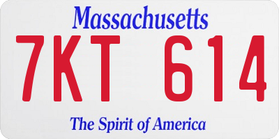 MA license plate 7KT614