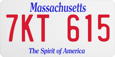 MA license plate 7KT615