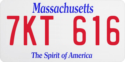 MA license plate 7KT616