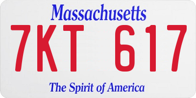 MA license plate 7KT617
