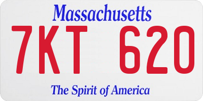 MA license plate 7KT620