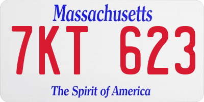 MA license plate 7KT623