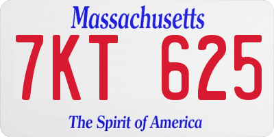 MA license plate 7KT625