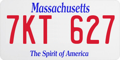 MA license plate 7KT627