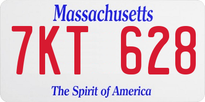 MA license plate 7KT628
