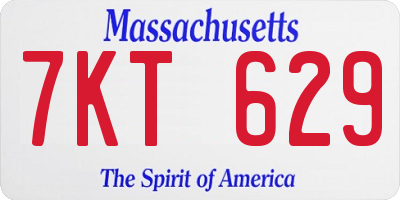 MA license plate 7KT629