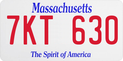 MA license plate 7KT630