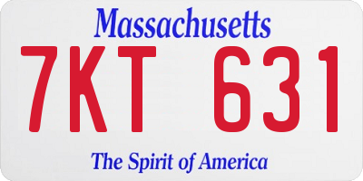 MA license plate 7KT631