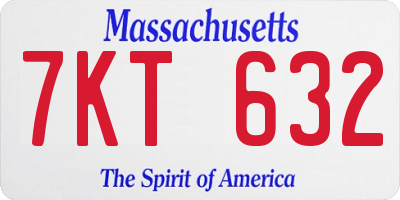 MA license plate 7KT632
