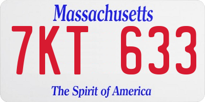 MA license plate 7KT633