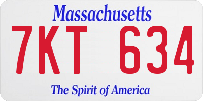MA license plate 7KT634
