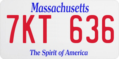 MA license plate 7KT636