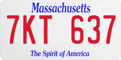 MA license plate 7KT637