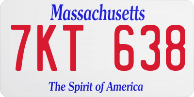 MA license plate 7KT638