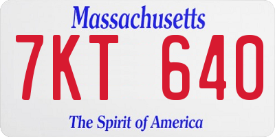 MA license plate 7KT640