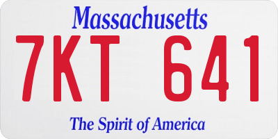 MA license plate 7KT641
