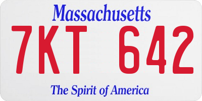 MA license plate 7KT642