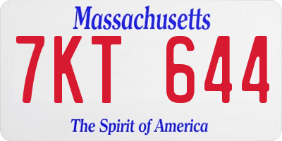 MA license plate 7KT644