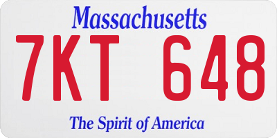 MA license plate 7KT648