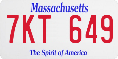 MA license plate 7KT649