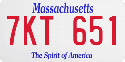 MA license plate 7KT651