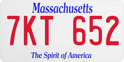MA license plate 7KT652