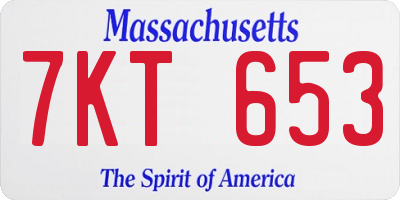 MA license plate 7KT653