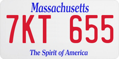 MA license plate 7KT655
