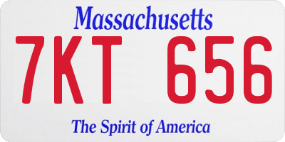 MA license plate 7KT656