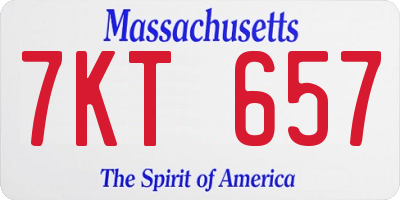 MA license plate 7KT657