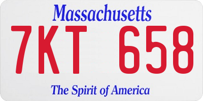 MA license plate 7KT658