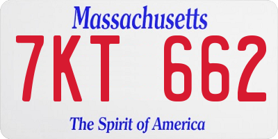 MA license plate 7KT662