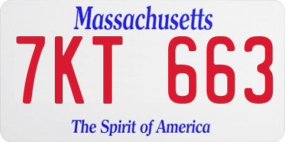 MA license plate 7KT663