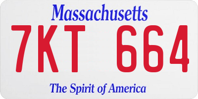MA license plate 7KT664