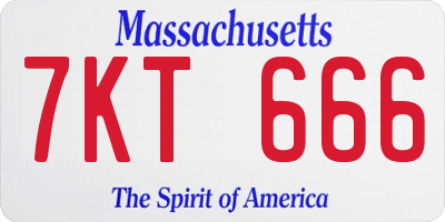 MA license plate 7KT666