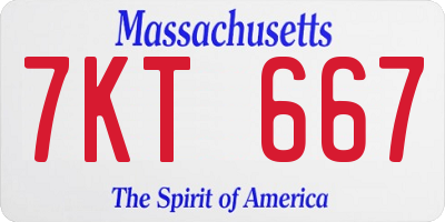 MA license plate 7KT667